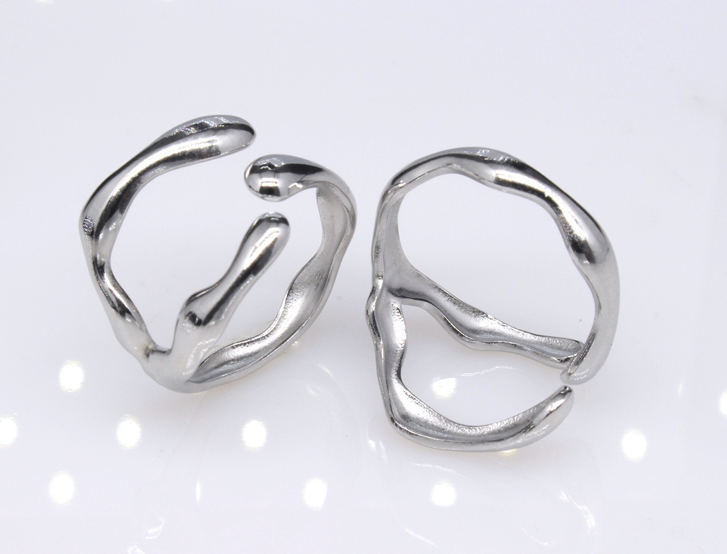 Irregular, Solid Color Pattern 1 Piece Simple Style Irregular Solid Color Titanium Steel Plating Open Ring