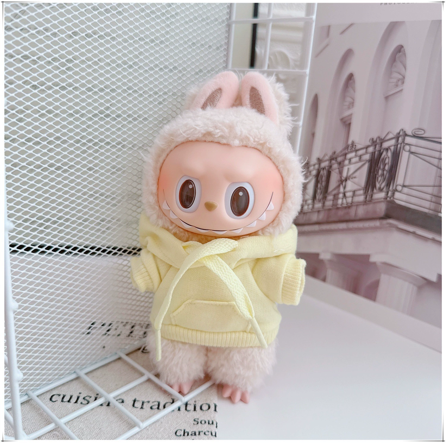 17см кукольная одежда Labubu, 10см хлопковая кукла Микки семейная черная, белая и серая модная толстовка худи штаны