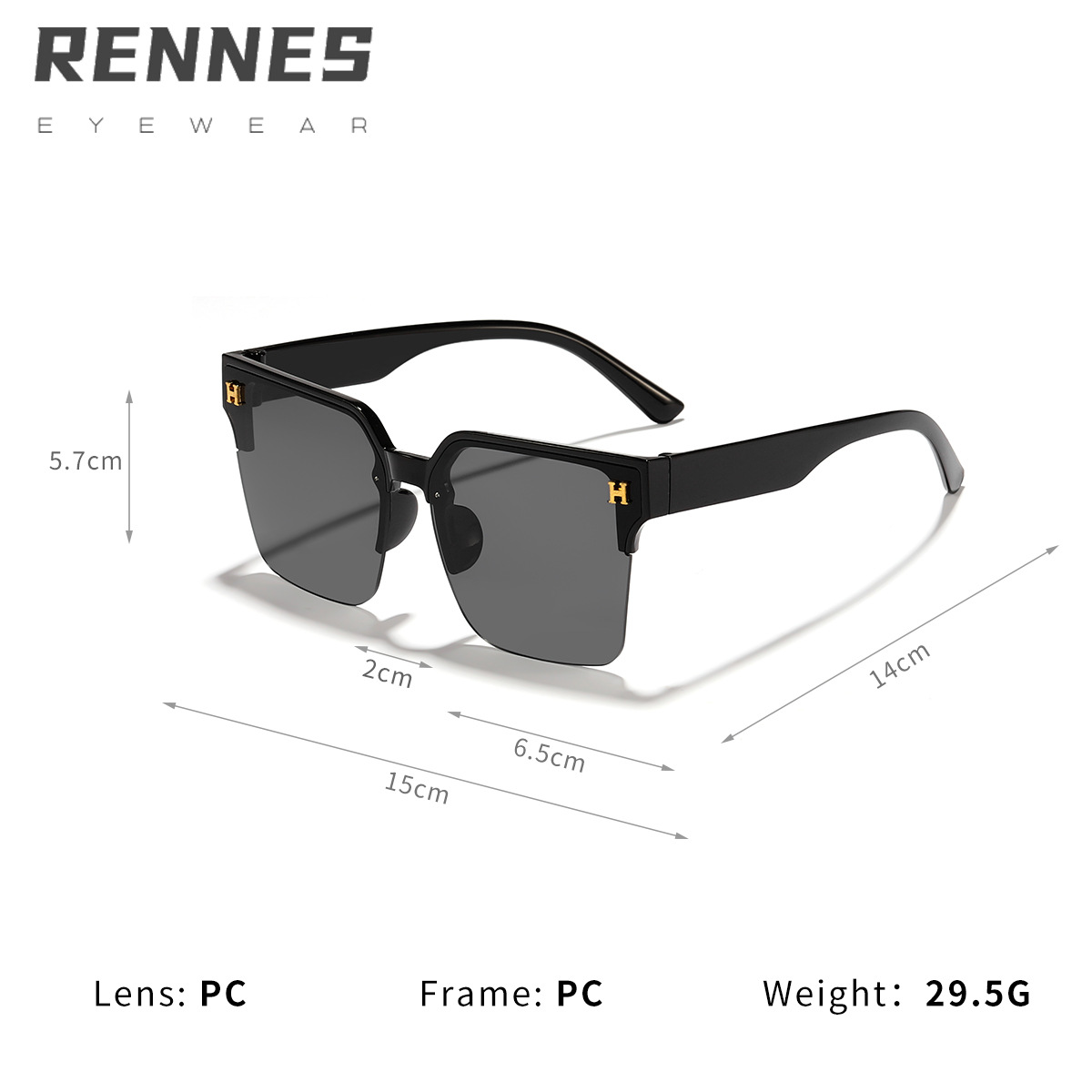 Nuevo estilo coreano H-carta elegante medio marco cara-mirando pequeña moda todo partido al aire libre UV a prueba de gafas de sol