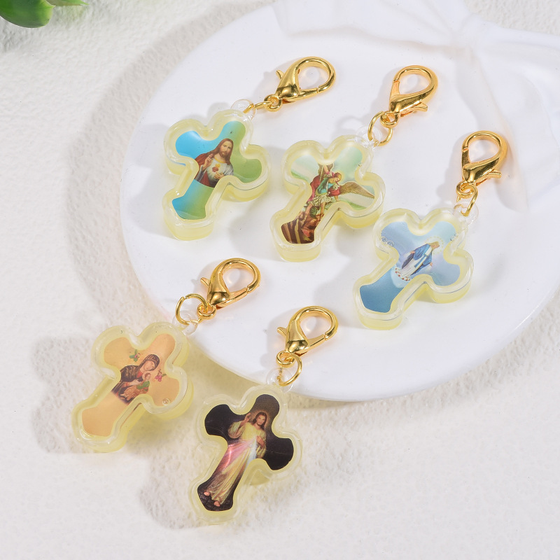 国境を越えたホット販売宗教アクリル発光ペンダントキーホルダー DIY ネックレスキーホルダージュエリー|undefined