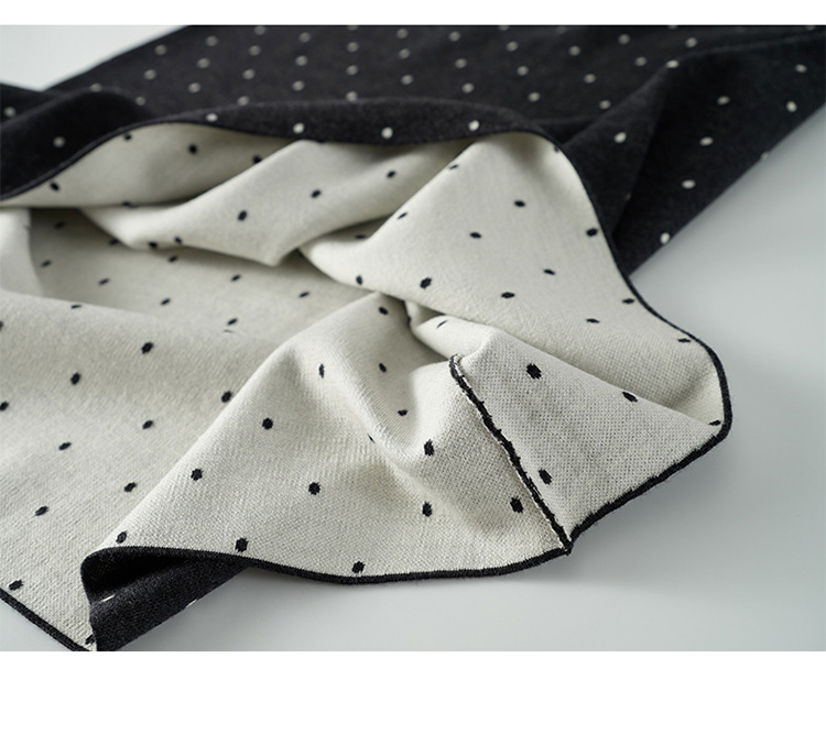 Chic GraceChic GraceChic GraceChic German Yangzi Yarn With Hanging Tag Xiaohe Fine Wool Polka Dot Round Neck Cardigan Polo Collar Sleeve Half_voghion.com