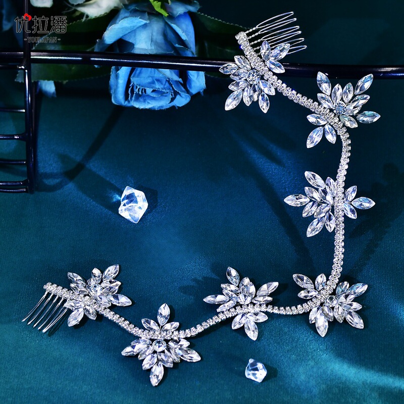 Youlapan Cross-Border Handmade Fashion Braided Rhinestone Forehead Hair Comb Wedding Banquet Party Hair Accessory Hp618