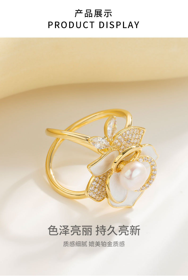 小香风山CHA花丝巾扣时尚优雅淡水珍珠花朵方巾扣