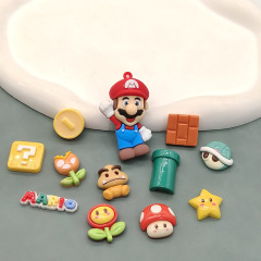 古典的な子供の頃のゲームのマリオの漫画の樹脂の部品は携帯電話の携帯電話のクリームの接着剤のdiyの卸売りのカップを飾って貼ります。