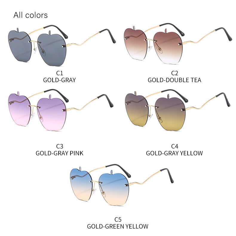 50g Weight Frameless Glasses Structure Sunglasses Classification PC, UV400 Protection, Gradient Tinted Lenses Lens Material Square Glasses Style Outdoor, Travel, Beach Occasion Apple Pattern All Seasons Season Unisex Gender Vacation, Novelty Style Vacation Novelty Apple PC UV400 Protection Gradient Tinted Lenses Square Frameless Women's Sunglasses 2