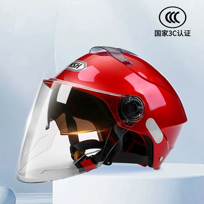 New National Standard 3C Certified Electric: Motosiklet kaskı (dəbilqə) - 3c-x1-double-mirror-charm-red-hd-lens