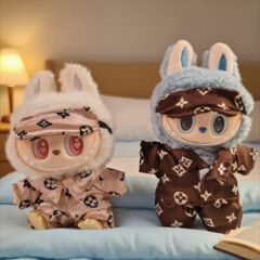现货一二三代拉布布labubu玩偶娃衣衣服替装坐坐派对大牌睡衣套装