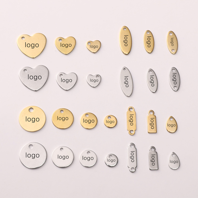 Stainless Steel Round Smooth Pendant Tags Handmade DIY Bracelet Necklace End Tag Jewelry Materials Accessories