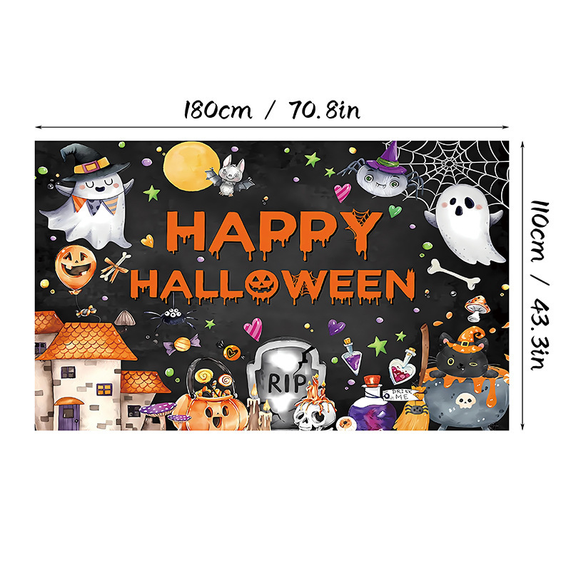 クロスボーダーアマゾンホームプリントハロウィン背景布高精細印刷雰囲気装飾背景布ポリエステル|undefined
