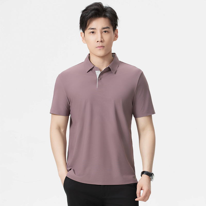 [Traceless Anti-Wrinkle] Cool-Feeling Short-Sleeved Polo Shirt for Men 2026 Summer New Business Lapel T-Shirt for Men