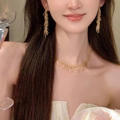 超仙長流蘇小穂穂気質イヤリング女性の高級感が痩せているファッション気質925銀針イヤリングアクセサリー