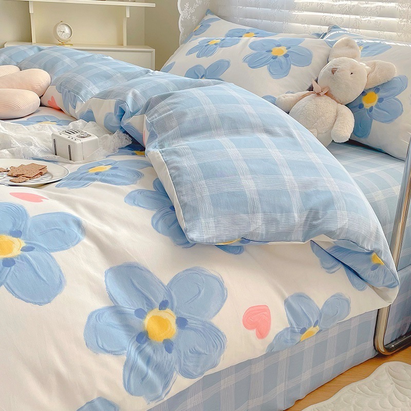 プリンセス風純綿100ベッド4点セット純綿子供カバーカバー女の子ベッド用品寮シーツ3点セット4|undefined