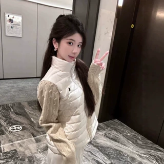 高质量RL拉夫白月光羽绒服新款小马刺绣拼接外套短款百搭上衣时尚