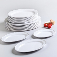 密胺仿瓷盘子酒店饭店专用白色椭圆形装鱼盘商用餐盘餐厅菜盘餐具