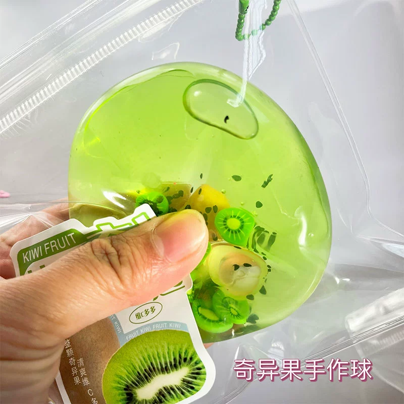 Игрушка DIY фруктовый слайм-шар, антистресс (клубника/киви/кукуруза), 8 см