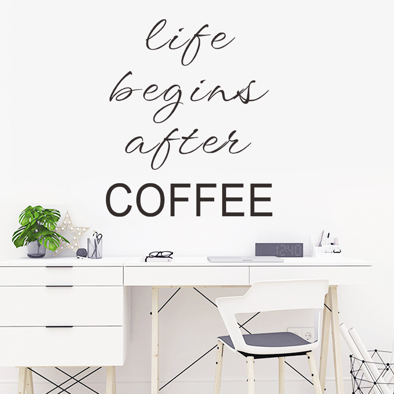 Simple English Slogan Coffee Wall Sticker Wholesale display picture 4