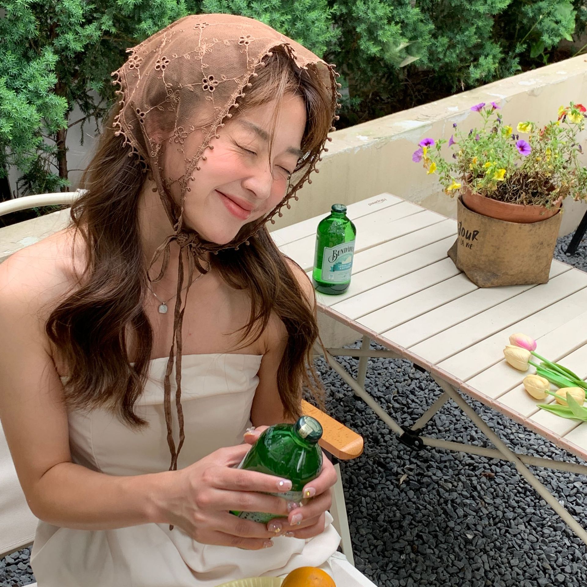 Pañuelo de encaje para mujer primavera y verano todo partido bordado pequeña flor decorativa triángulo con cordones bufanda de cuello bufanda corbata bufanda de pelo cinta