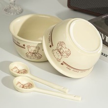 陶瓷碗釉下彩碗两碗两勺一碗一勺家用饭碗高颜值可爱萌新餐具网红