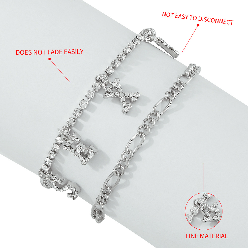 European And American Rhinestone-studded Simple Punk Foot Ornaments Fashion Letter Pendant New Anklet display picture 3