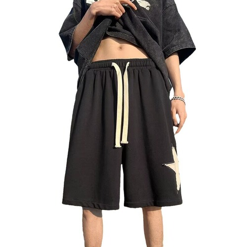 Summer American-style loose retro five-pocket men's youth trendy casual sports mid-thigh pants