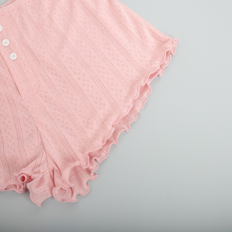 Bộ đồ ngủ nữ 3 món dệt kim gồm áo cardigan dài tay, áo lót và quần short — In hoa, Màu hồng, Màu trắng, Màu xanh dương chi tiết 25