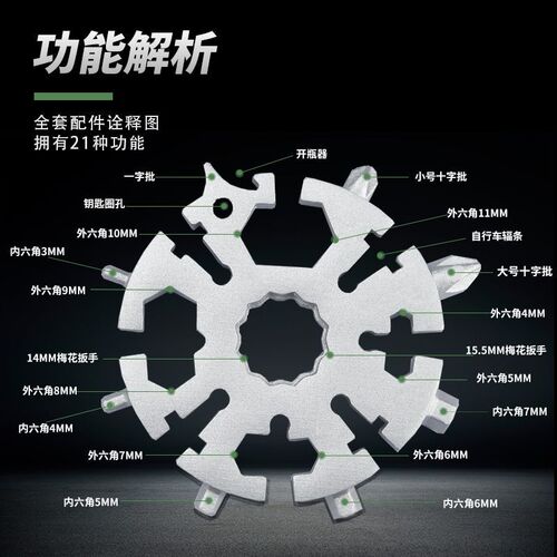 20-in-1 Multi-Function Wrench Tool Snowflake Wrench Multi-Tool Combination EDC Screwdriver Outdoor Pocket Tool