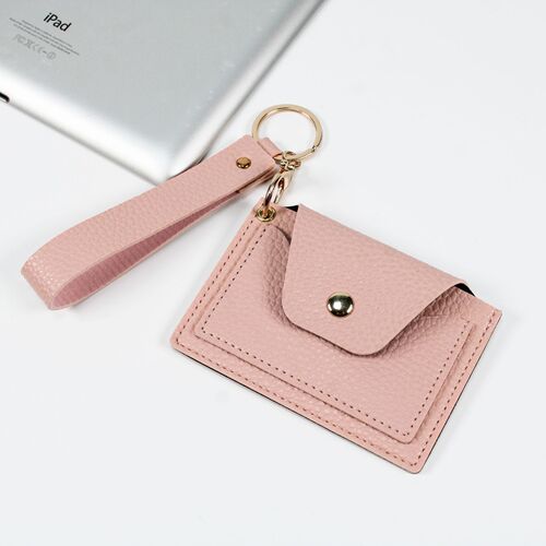 Factory direct sales new creative hand hanging card holder with lychee pattern fashion simple ID card holder student small wallet