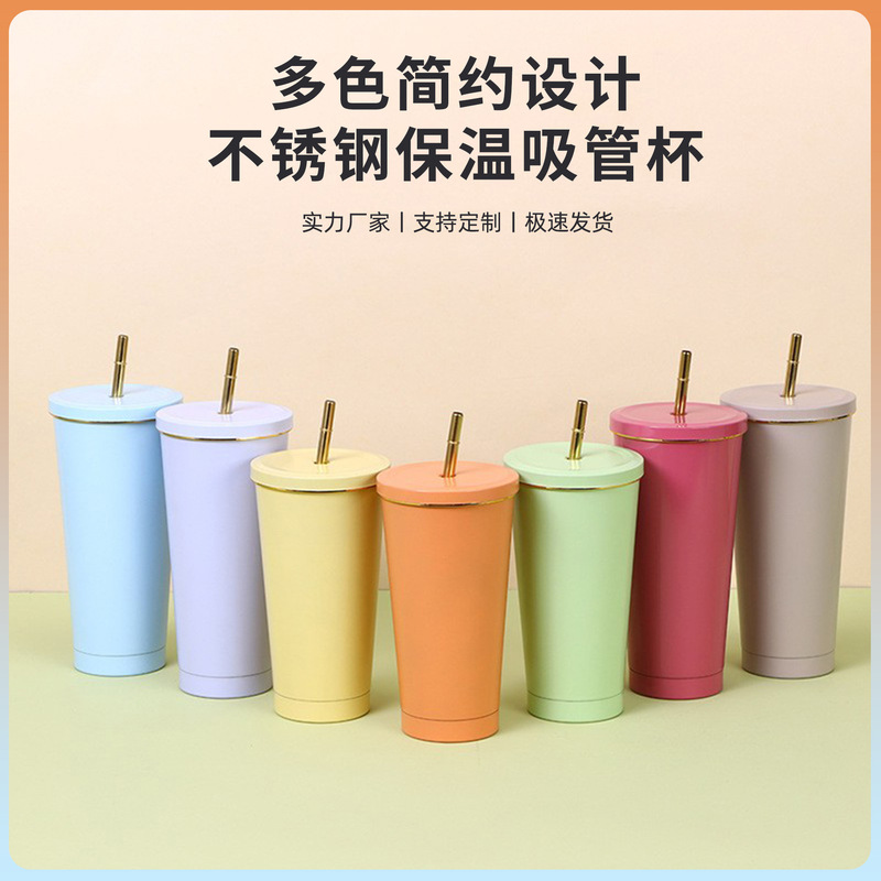 Cross-border 304 Stainless Steel Thermos Cup with Straw Portable Coffee Cup Double-layer Car Phnom Penh Suction Cup Cross-border 304 Stainless Steel Thermos Cup with Straw Portable Coffee Cup Double-layer Car Phnom Penh Suction Cup