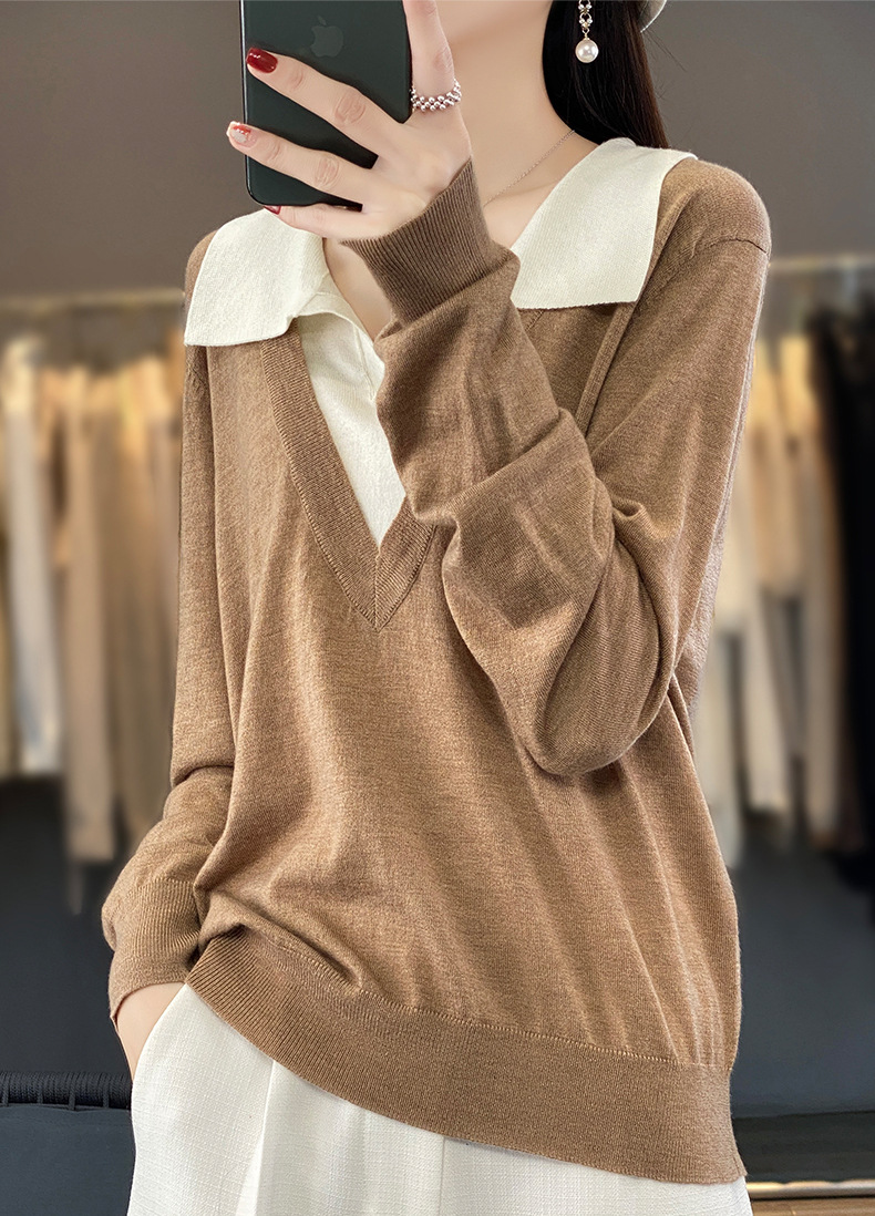 E6451 1140K ÁO SƠ MI NỮ QINTDNG ÁO LEN DÀI TAY CẢ BỘ 2 MÓN MÙA XUÂN THU ĐÔNG PHONG CÁCH HÀN QUỐC KÍN CỔ THỜI TRANG NỮ G04 SẢN PHẨM MỚI