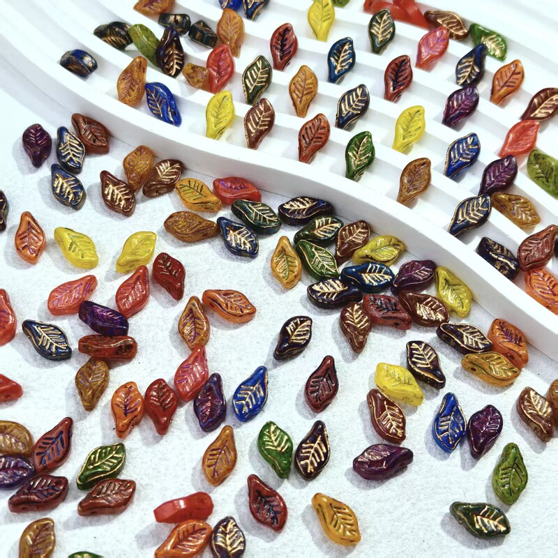 Picasso Small Leaf Lotus Plant Imitation Czech Glass Beads Handmade DIY Bracelet Beads Loose Beads Necklace Accessories Picasso Small Leaf Lotus Plant Imitation Czech Glass Beads Handmade DIY Bracelet Beads Loose Beads Necklace Accessories