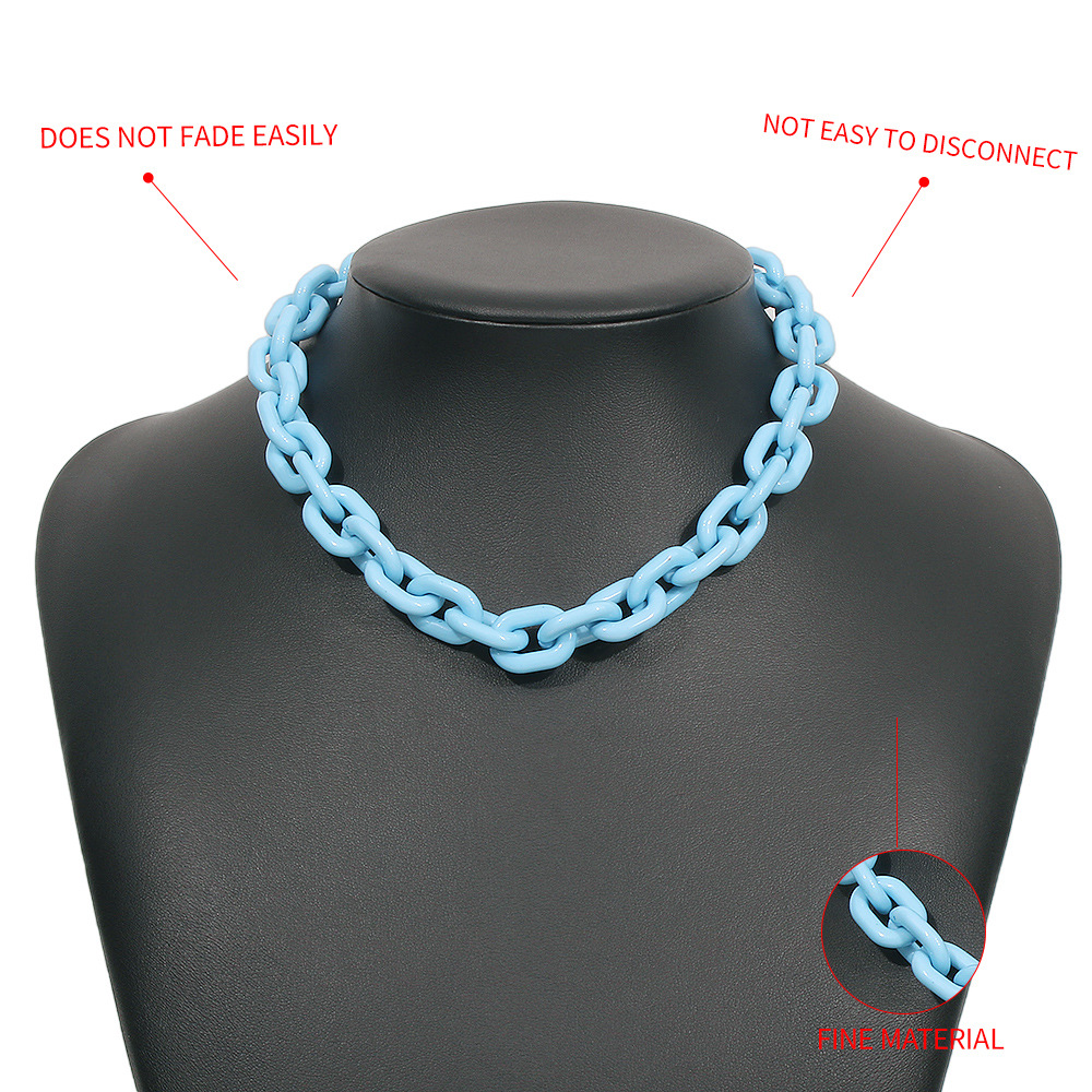 wholesale jewelry punk style color thick chain necklace nihaojewelry