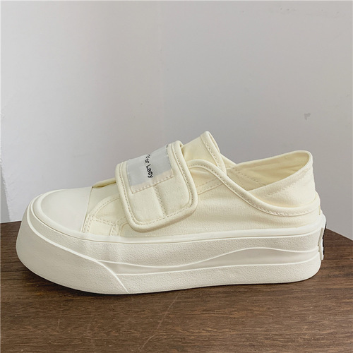  Summer Velcro White Shoes You Korean Style Hong Kong Style Casual Sleeve Lazy Student Flat Breathable Canvas Shoes