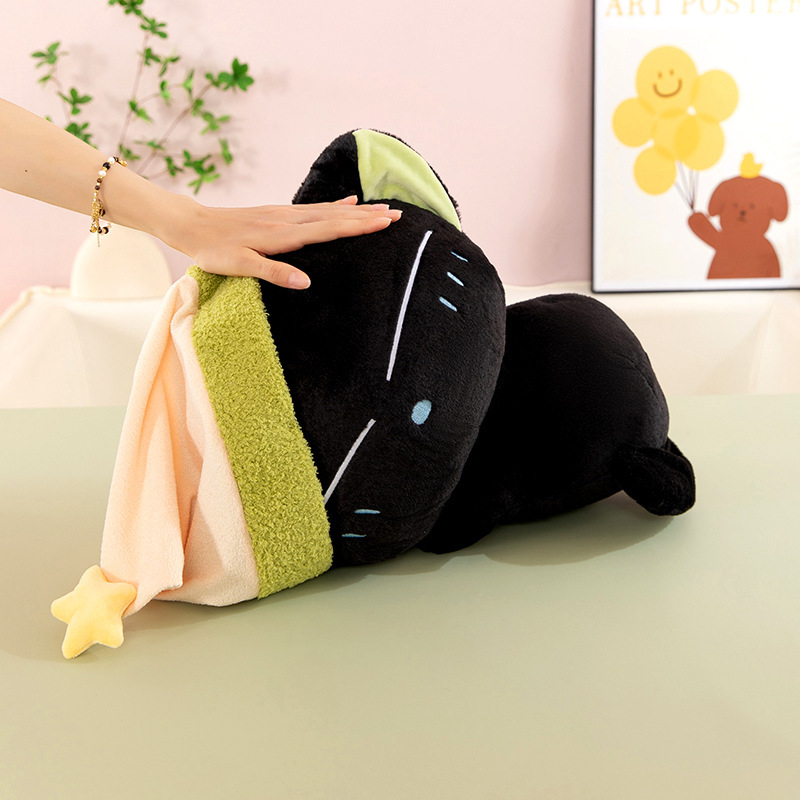 晚安罗小黑猫咪公仔毛绒玩具公仔起司绒玩偶儿童女生日礼物抱枕批|undefined