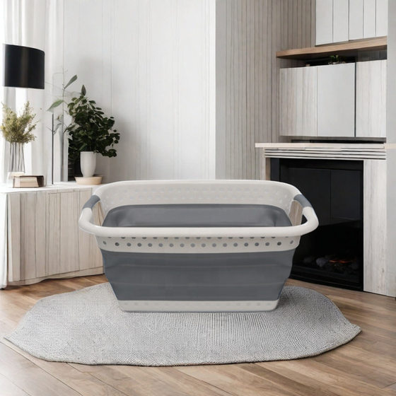 New Foldable Dirty Clothes Basket Household Clothes Storage Basket Bathroom Folding Plastic Storage Basket