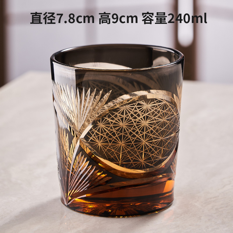 Amber black peacock with tail open (single wooden box)