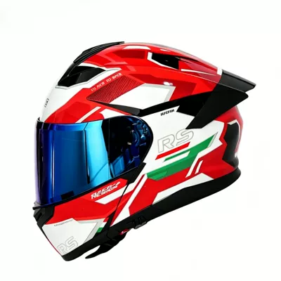 helmet for men, all-season universal – Motosiklet kaskı (dəbilqə) - speed-red-blue-coated-mirror-m-54-55