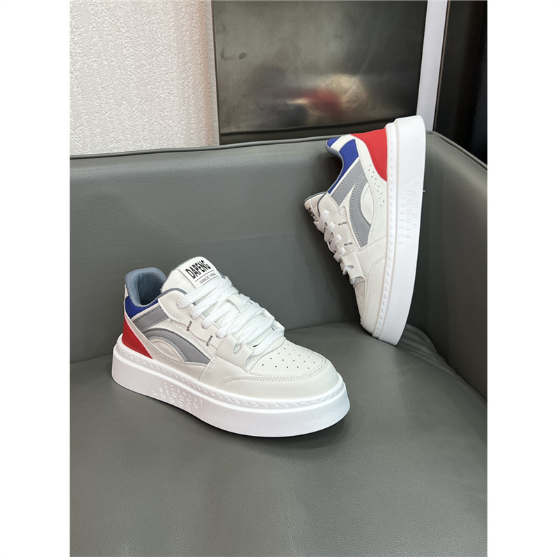 XS Sneakers Men's 2024 Autum Thick-Soled Sports Casual Shoes Trendyy Versatile Low-Cut Genuine Leather Breathable White Shoes