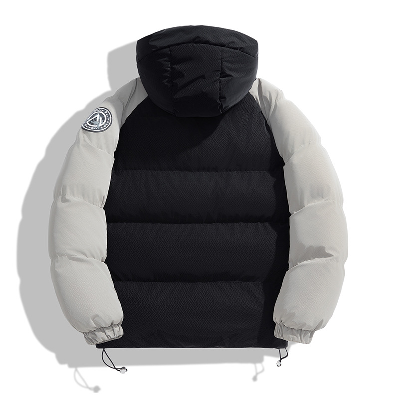 Veste d'hiver épaisse et chaude à capuche en coton de couleur unie pour homme, autocollants brodés_voghion.com