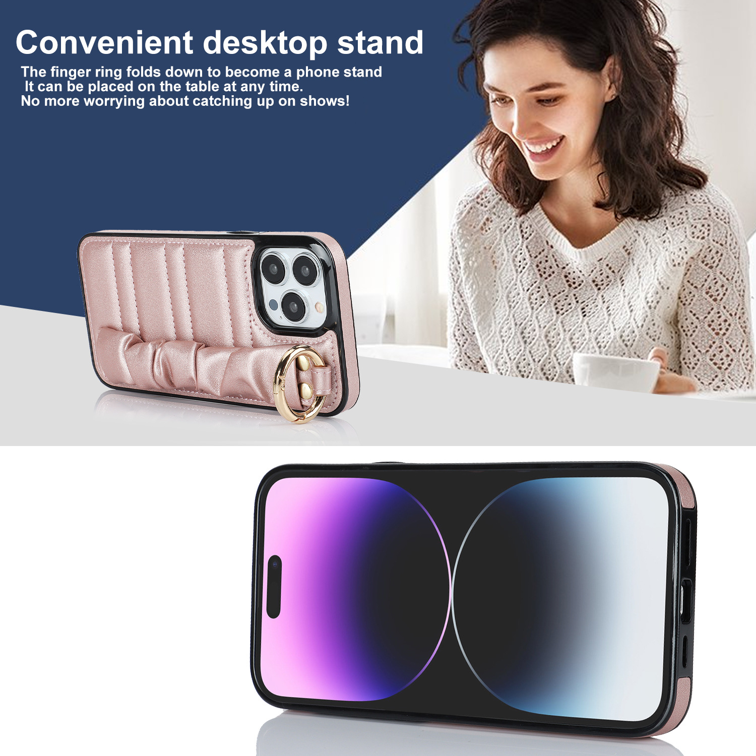 Convient pour coque iPhone 15, nouveau bracelet Apple 12, coque de téléphone créative avec anneau_voghion.com