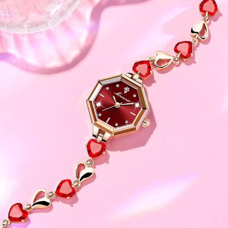 Wokai's New Hot-Selling Women's Watch, Women's Watch Bracelet, Light Luxury Jewelry, Love Quartz Watch, Simple Watch