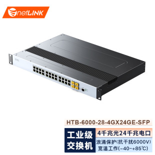 netLINK management ring network gigabit 4 optical 24 electric industrial switch HTB-6000-28-4GX24GE-SFP