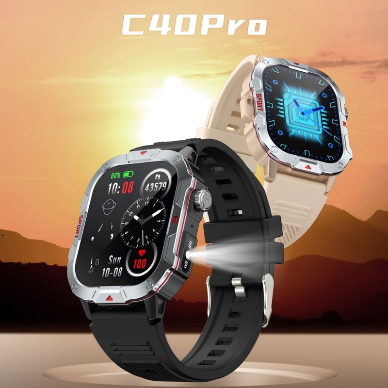 C40pro three-proof bluetooth watch sincere rate sports outdoor flashlight smart watch long life information reminder