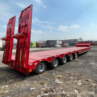 Low Flatbed Semi-Trailer Heavy-Duty Hook Ağır yük qoşquları