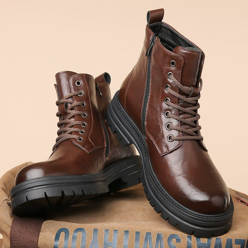 Martens‑style ankle boots, British/English look with side zipper, mid‑length low boots