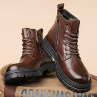 Martens‑style ankle boots, British/English look with side zipper, mid‑length low boots