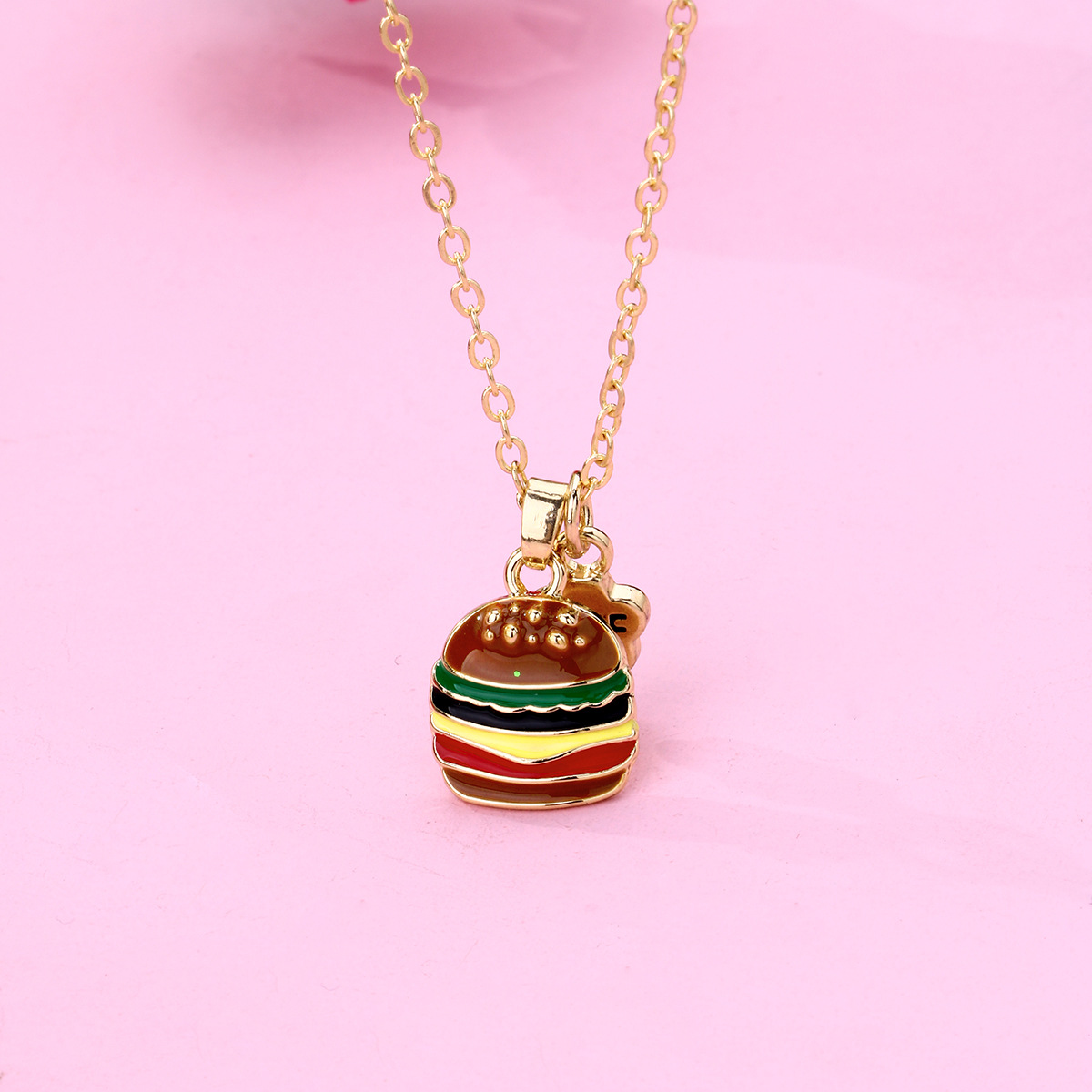 Cartoon Style Letter Hamburger Alloy Enamel Unisex Necklace
