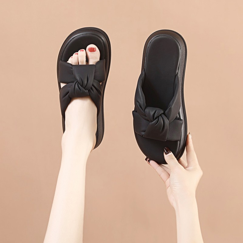 Modas explosivas de suela gruesa zapatillas de verano con falda nueva sensación de mierda confortable zapatillas de playa para mujeres image 6