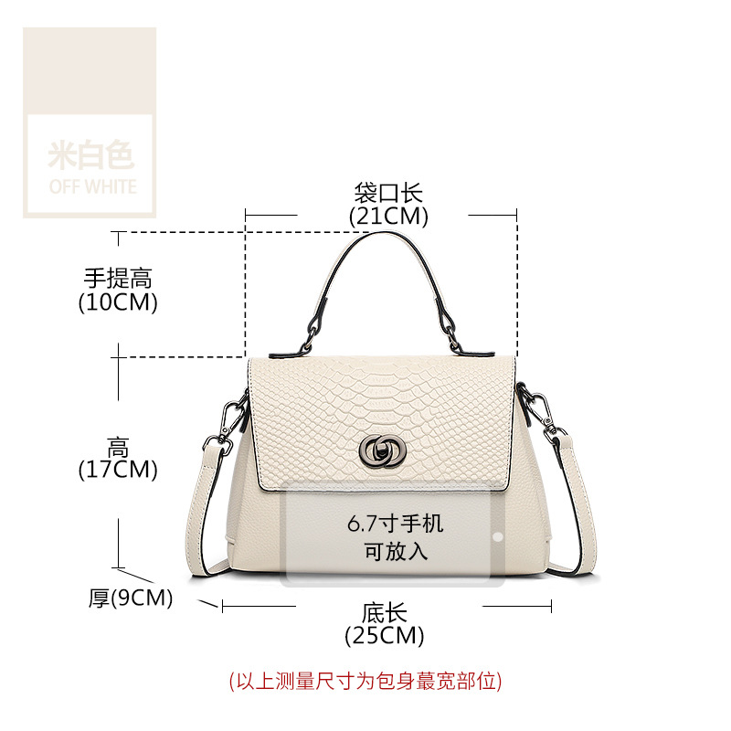 Casual Genuine Leather Shoulder Bag For Women 2026 New Arrival Versatile Large Capacity Crossbody Bag Crocodile Embossed Cowhide Handbag Small - Thumbnail 8