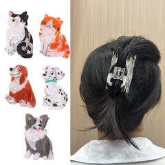 宠物抓夹卡通亚克力小狗小猫抓夹后脑勺盘发鲨鱼夹女卡通头饰发饰