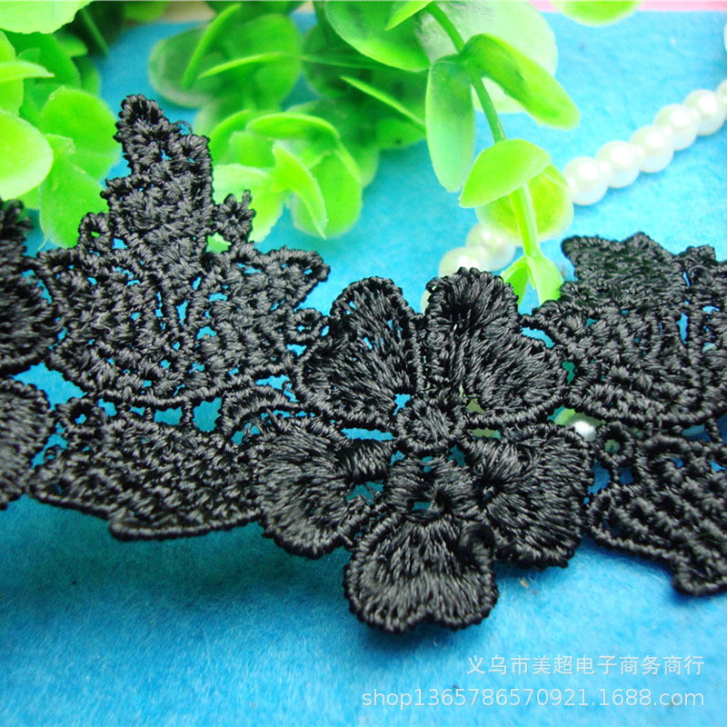 厂家直供4.5cm水溶刺绣花边 蕾丝边女装裙摆手工太阳帽辅料